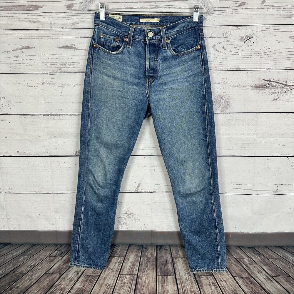 Levis Jeans Womens 25 Wedgie Blue Skinny High Rise Button Fly Retro Classic City
